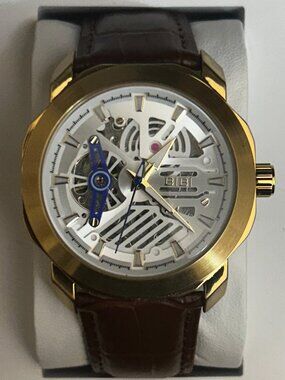 BiBi-B1116 Gold case, white dial, coffee leather strap